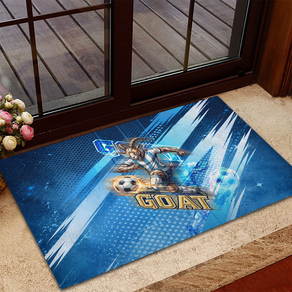 Argentina Football GOAT 10 Pride Rubber Doormat Power of the King - 4 Star Champions Mascot