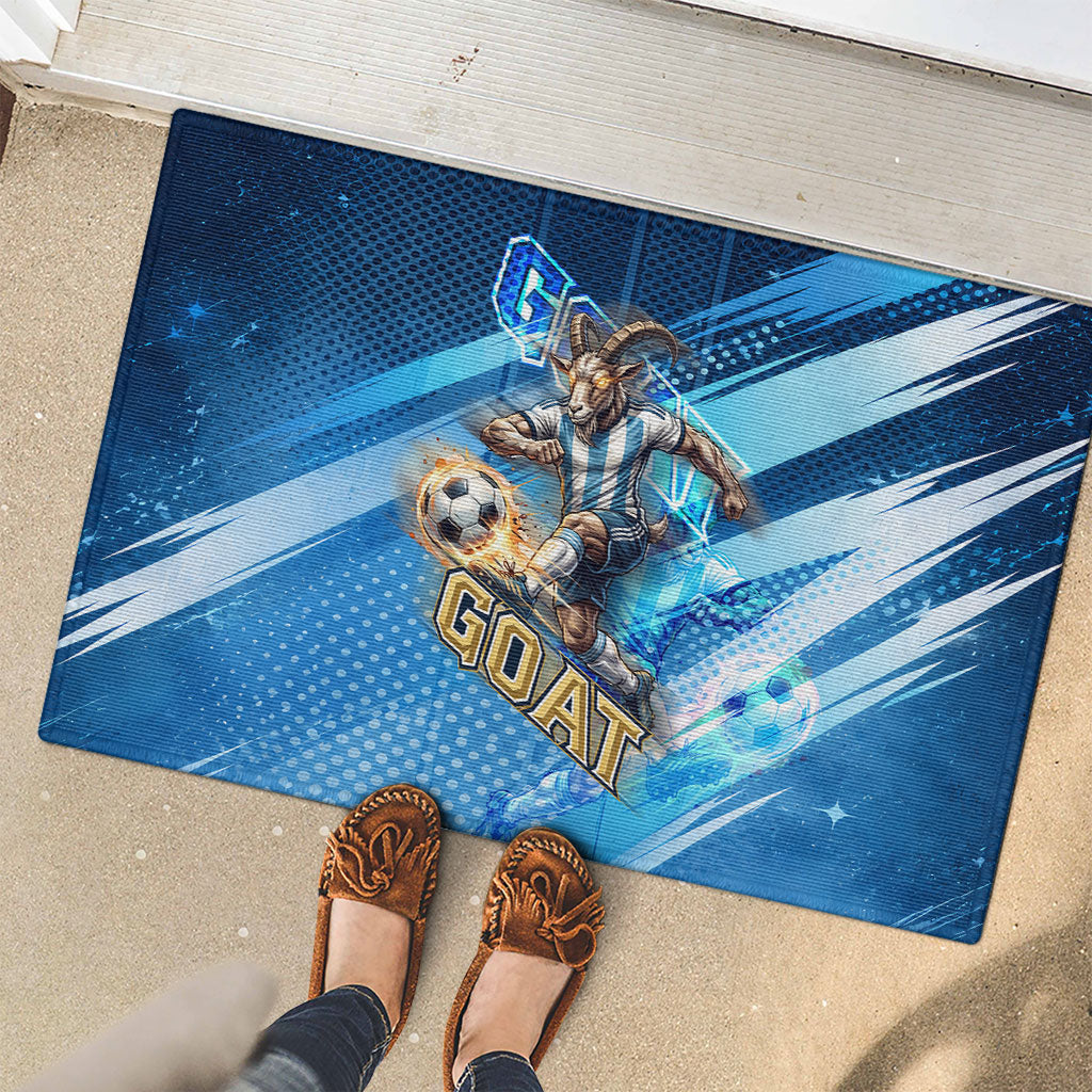 Argentina Football GOAT 10 Pride Rubber Doormat Power of the King - 4 Star Champions Mascot