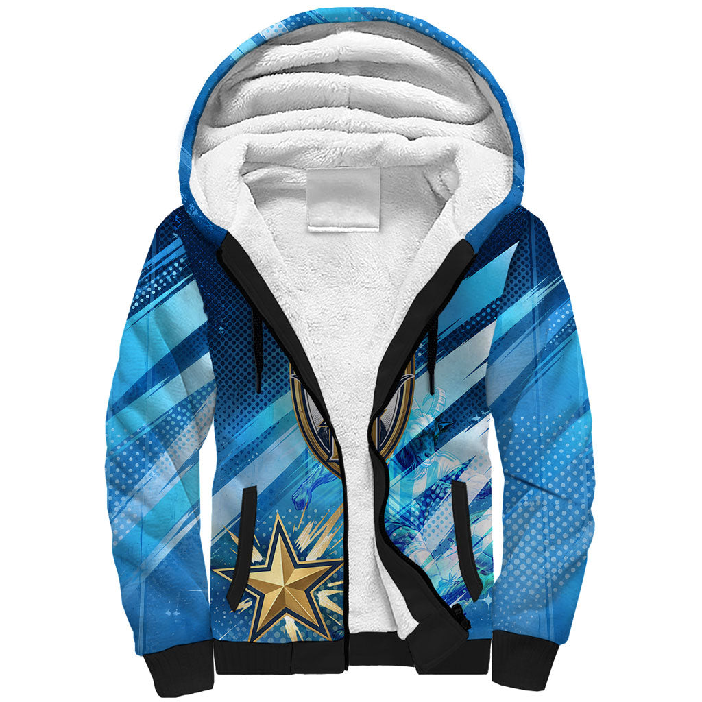 Argentina Football GOAT 10 Pride Sherpa Hoodie Power of the King - 4 Star Champions Mascot