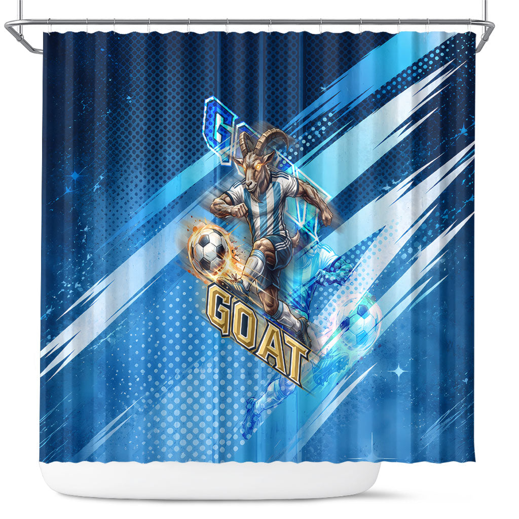 Argentina Football GOAT 10 Pride Shower Curtain Power of the King - 4 Star Champions Mascot