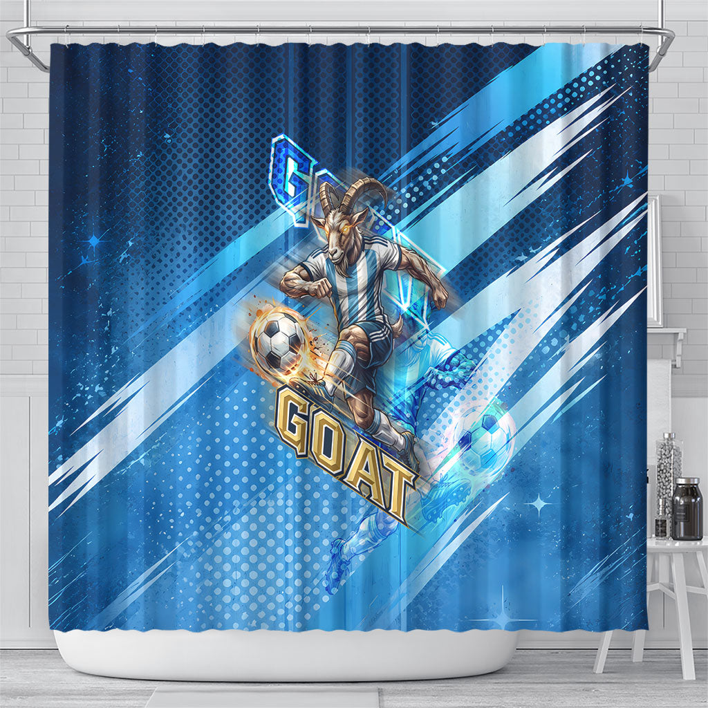 Argentina Football GOAT 10 Pride Shower Curtain Power of the King - 4 Star Champions Mascot