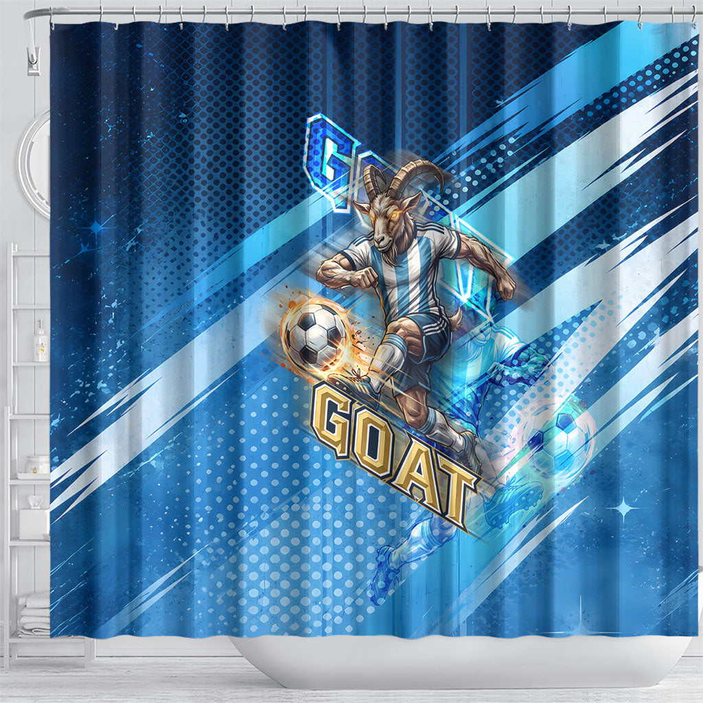 Argentina Football GOAT 10 Pride Shower Curtain Power of the King - 4 Star Champions Mascot
