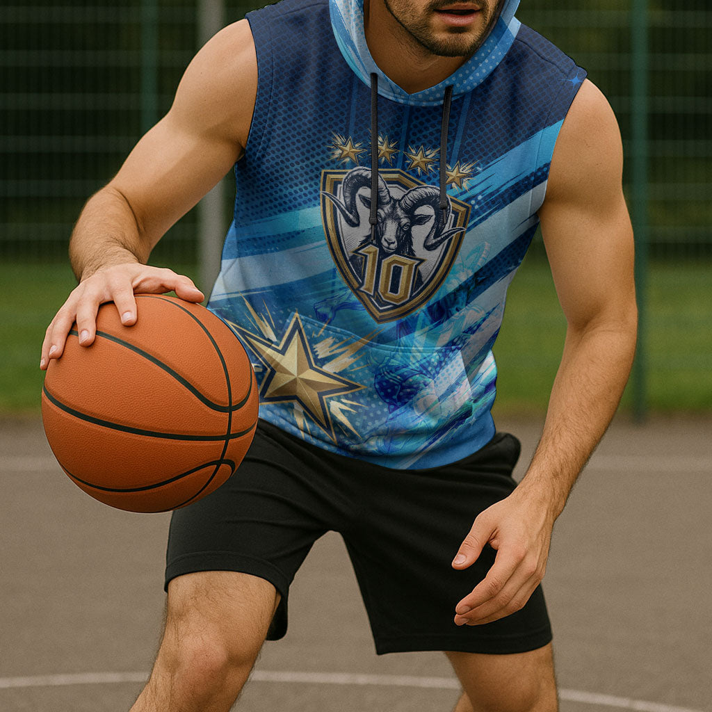 Argentina Football GOAT 10 Pride Sleeveless Hoodie Power of the King - 4 Star Champions Mascot