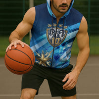 Argentina Football GOAT 10 Pride Sleeveless Zip Hoodie Power of the King - 4 Star Champions Mascot