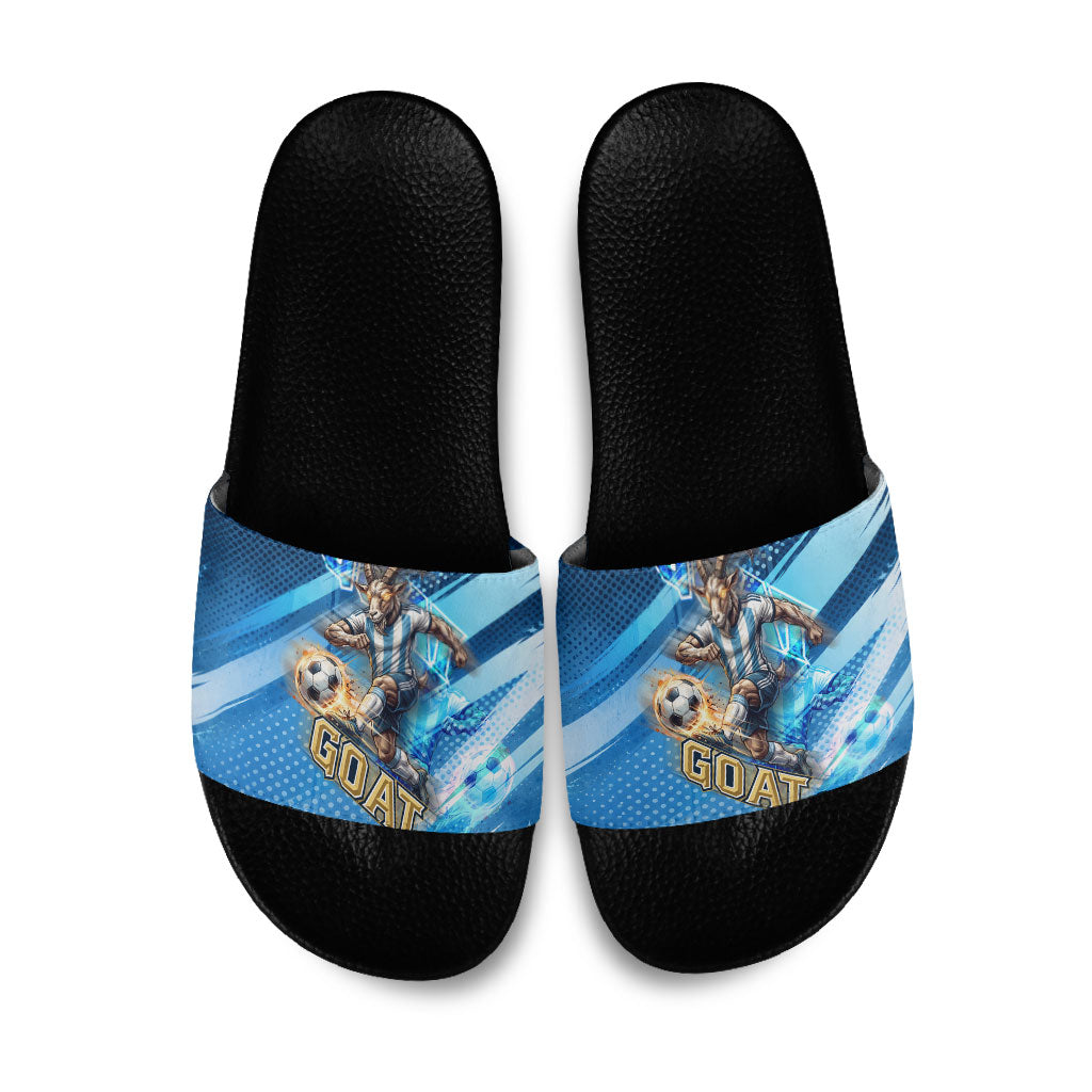 Argentina Football GOAT 10 Pride Slide Sandals Power of the King - 4 Star Champions Mascot