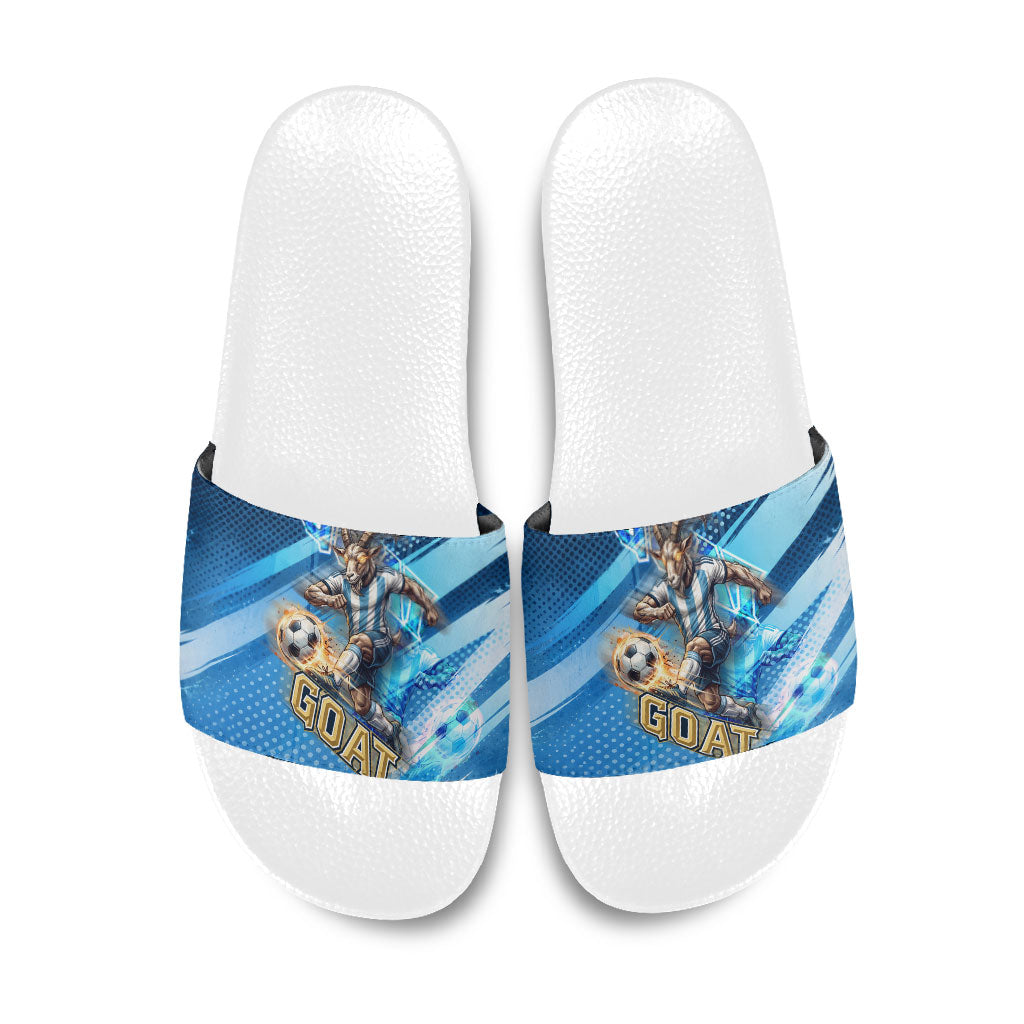 Argentina Football GOAT 10 Pride Slide Sandals Power of the King - 4 Star Champions Mascot