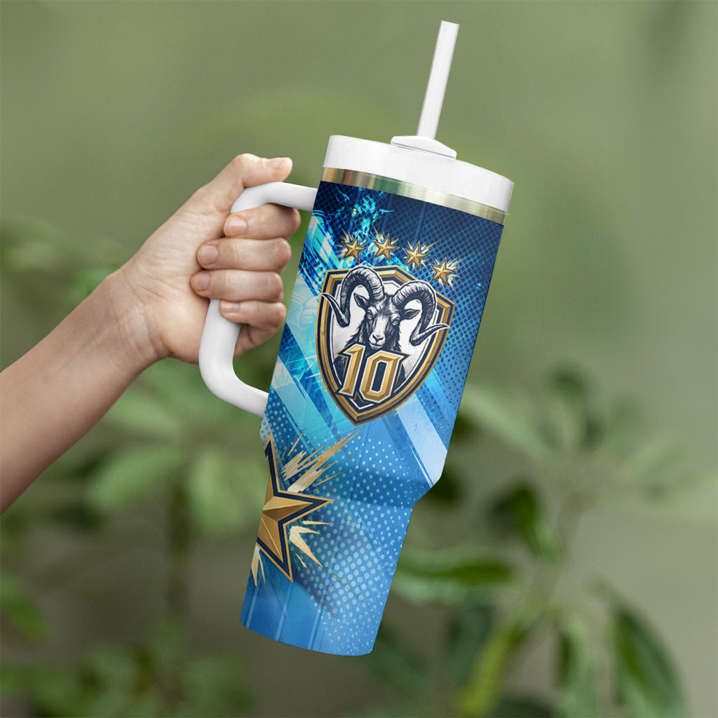 Argentina Football GOAT 10 Pride Tumbler With Handle Power of the King - 4 Star Champions Mascot