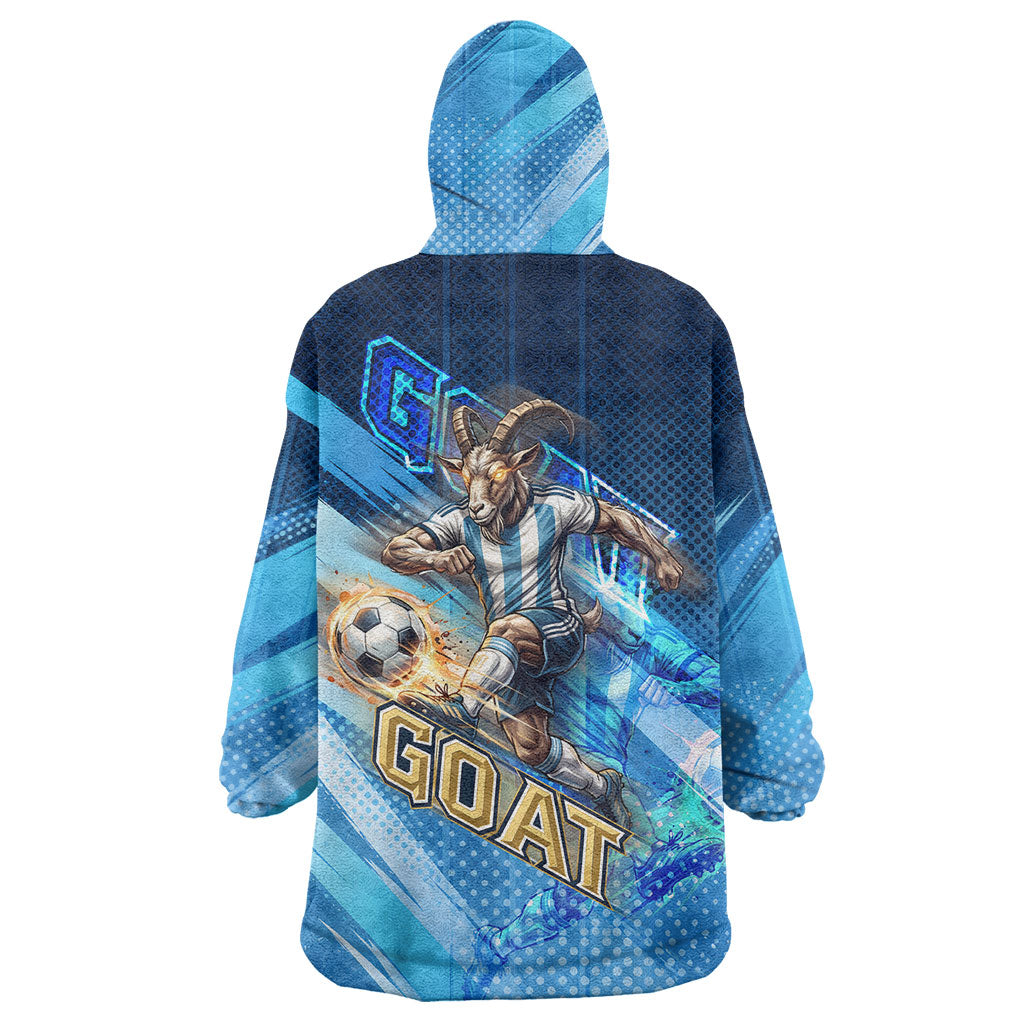 Argentina Football GOAT 10 Pride Wearable Blanket Hoodie Power of the King - 4 Star Champions Mascot