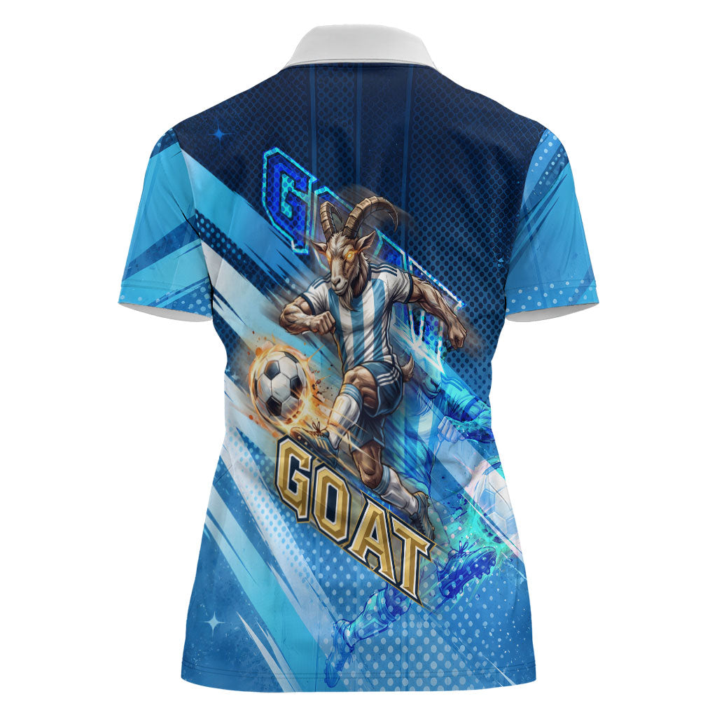 Argentina Football GOAT 10 Pride Women Polo Shirt Power of the King - 4 Star Champions Mascot
