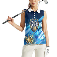 Argentina Football GOAT 10 Pride Women Sleeveless Polo Shirt Power of the King - 4 Star Champions Mascot