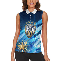 Argentina Football GOAT 10 Pride Women Sleeveless Polo Shirt Power of the King - 4 Star Champions Mascot