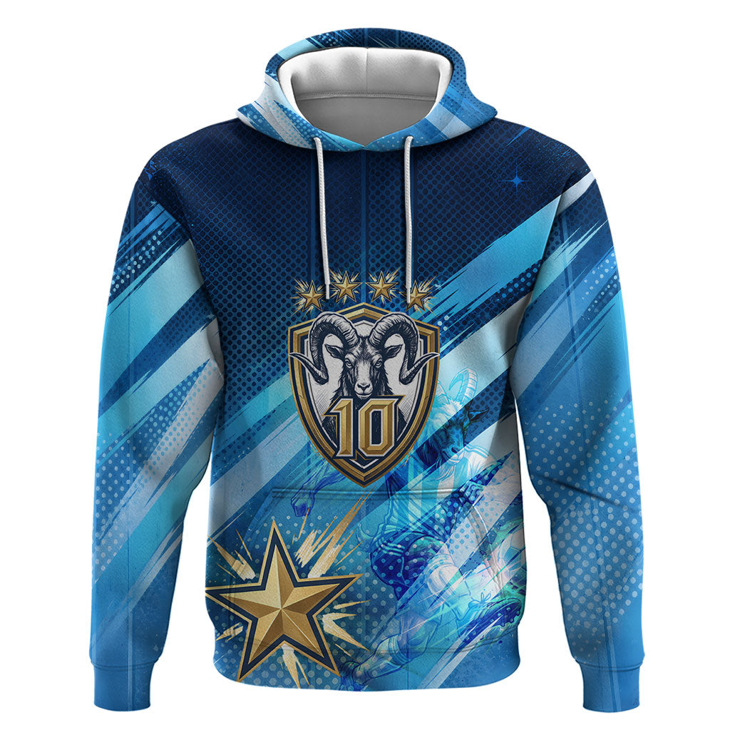 Argentina Football GOAT 10 Pride Zip Hoodie Power of the King - 4 Star Champions Mascot
