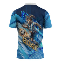 Argentina Football GOAT 10 Pride Zipper Polo Shirt Power of the King - 4 Star Champions Mascot