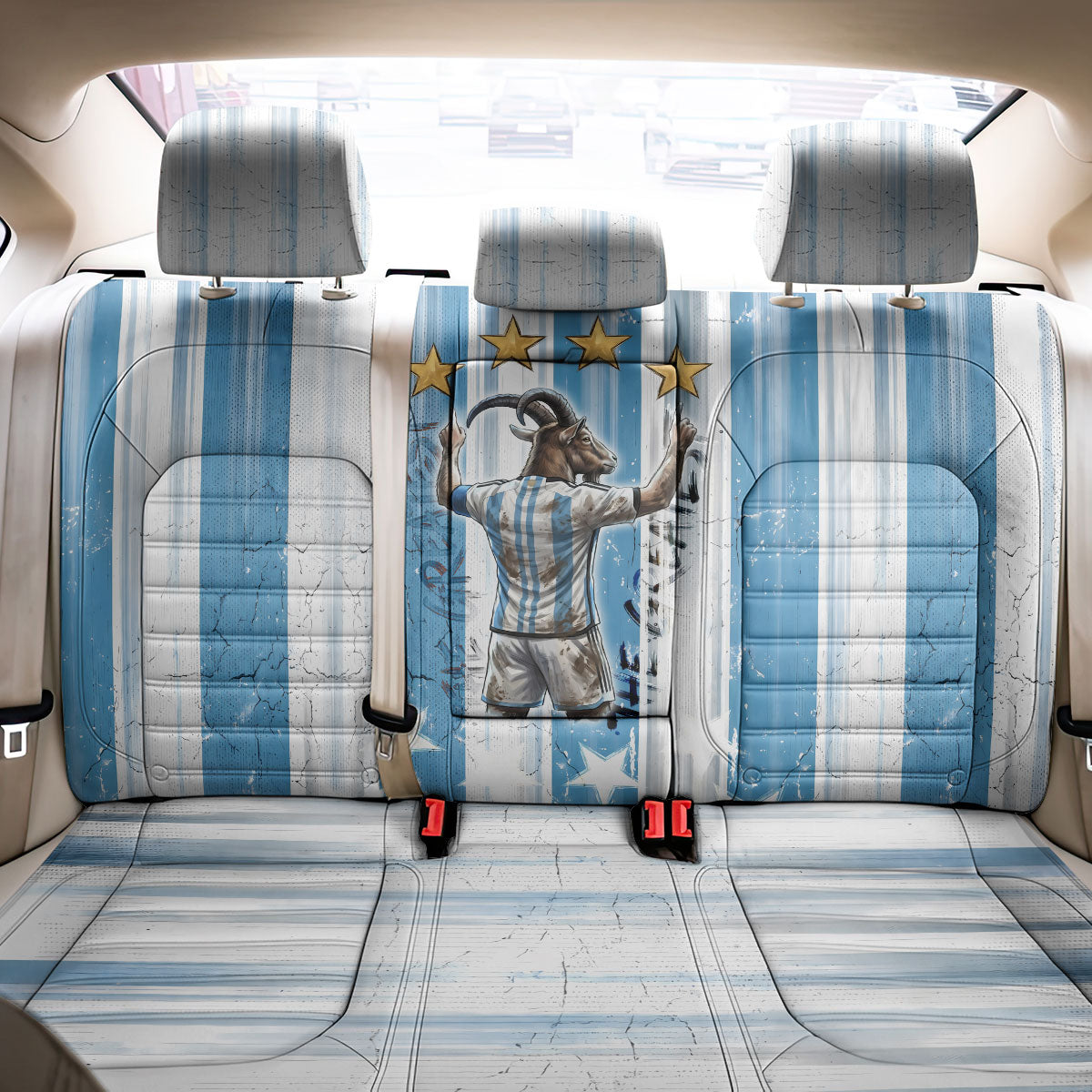 Argentina Football GOAT Back Car Seat Cover Four Times World Champions