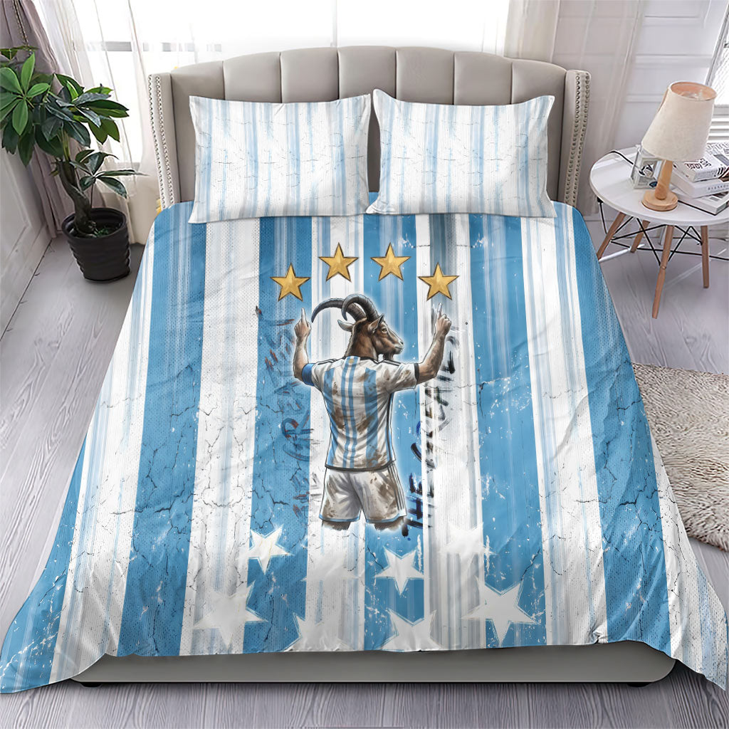Argentina Football GOAT Bedding Set Four Times World Champions