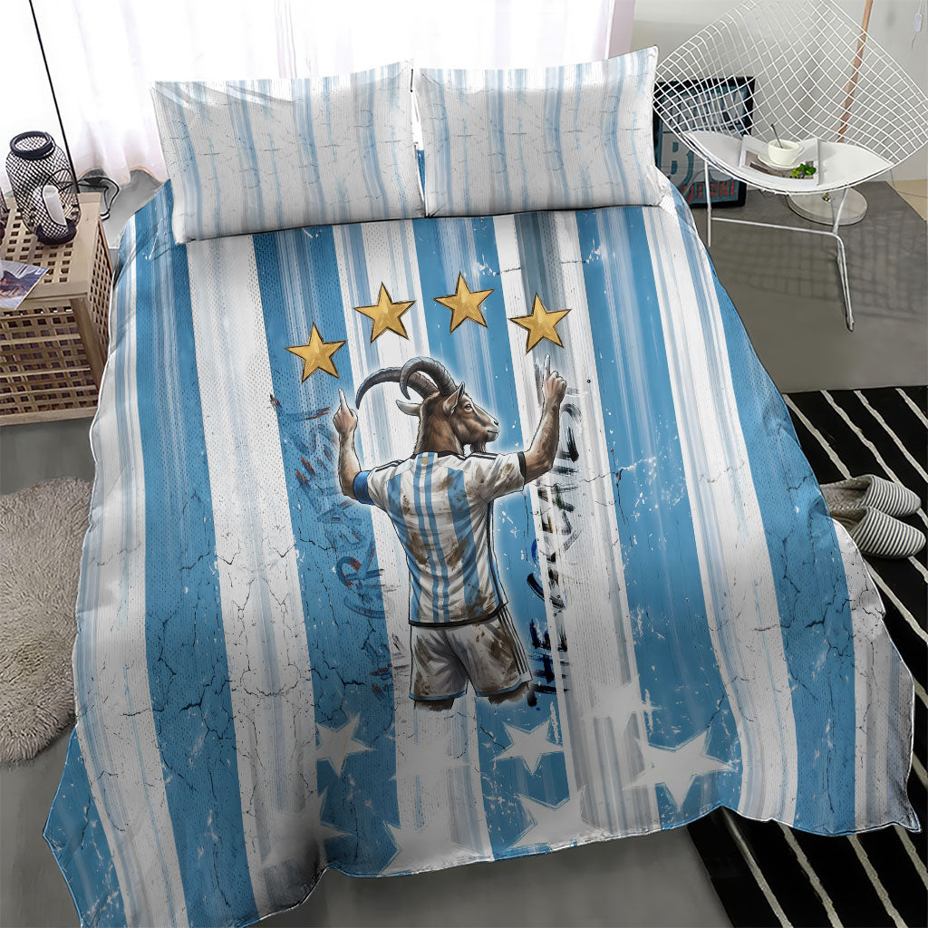Argentina Football GOAT Bedding Set Four Times World Champions