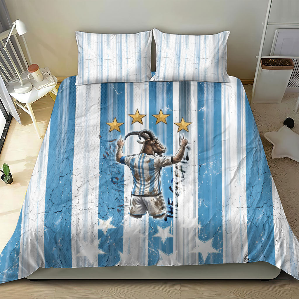 Argentina Football GOAT Bedding Set Four Times World Champions