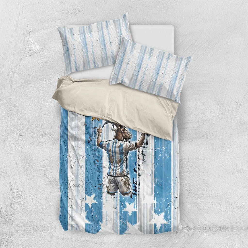 Argentina Football GOAT Bedding Set Four Times World Champions