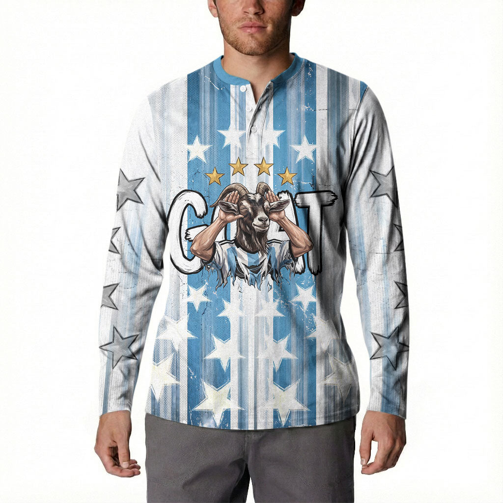 Argentina Football GOAT Button Sweatshirt Four Times World Champions