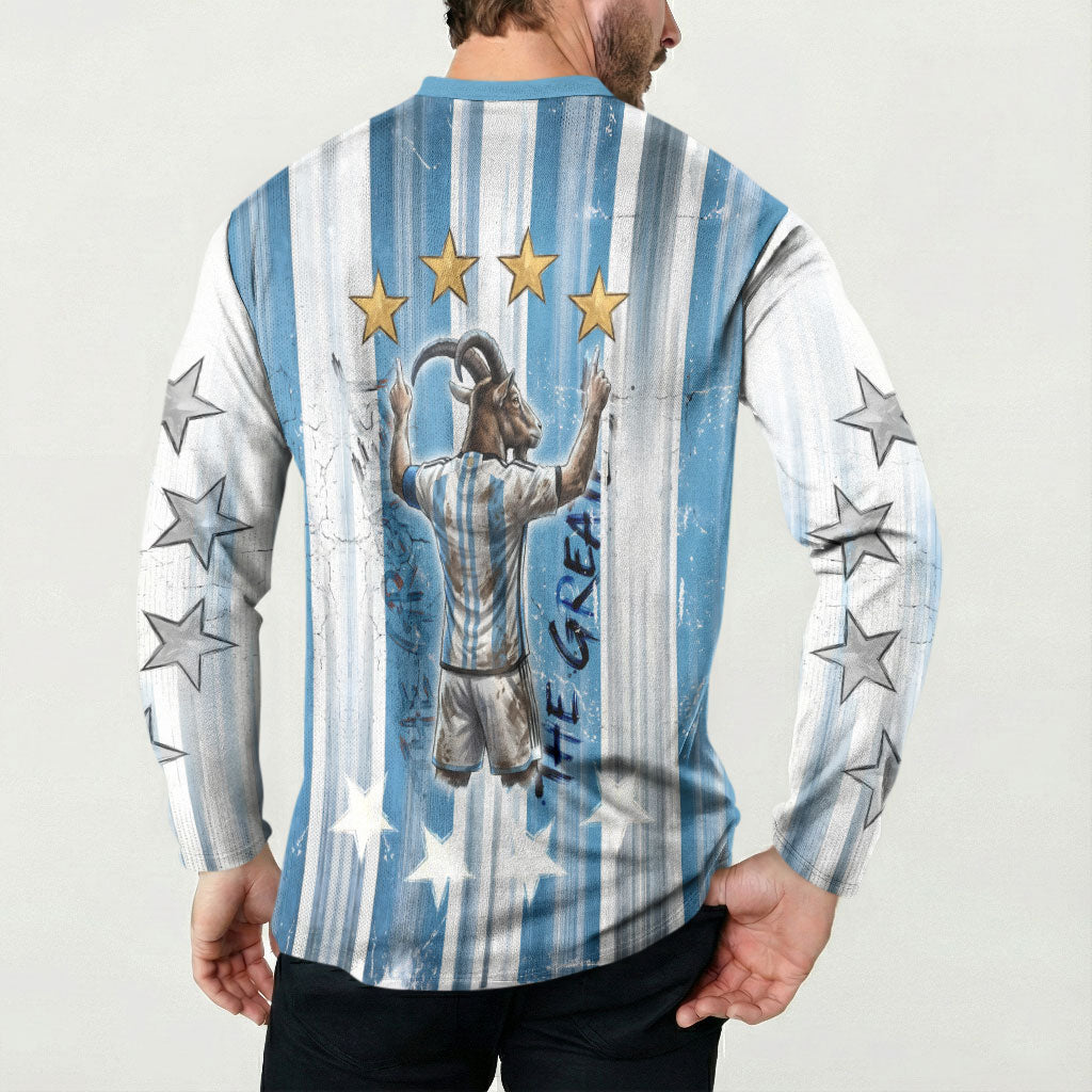 Argentina Football GOAT Button Sweatshirt Four Times World Champions