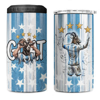 Argentina Football GOAT 4 in 1 Can Cooler Tumbler Four Times World Champions