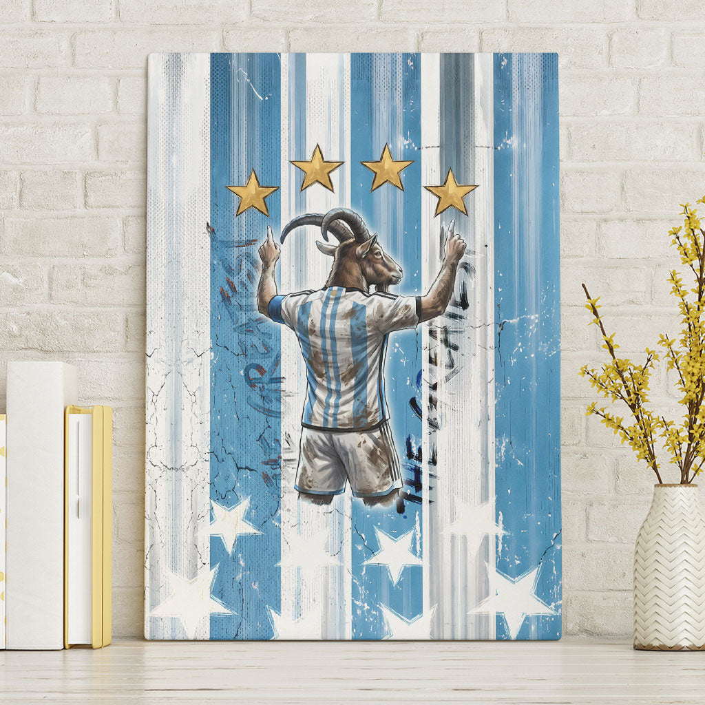 Argentina Football GOAT Canvas Wall Art Four Times World Champions