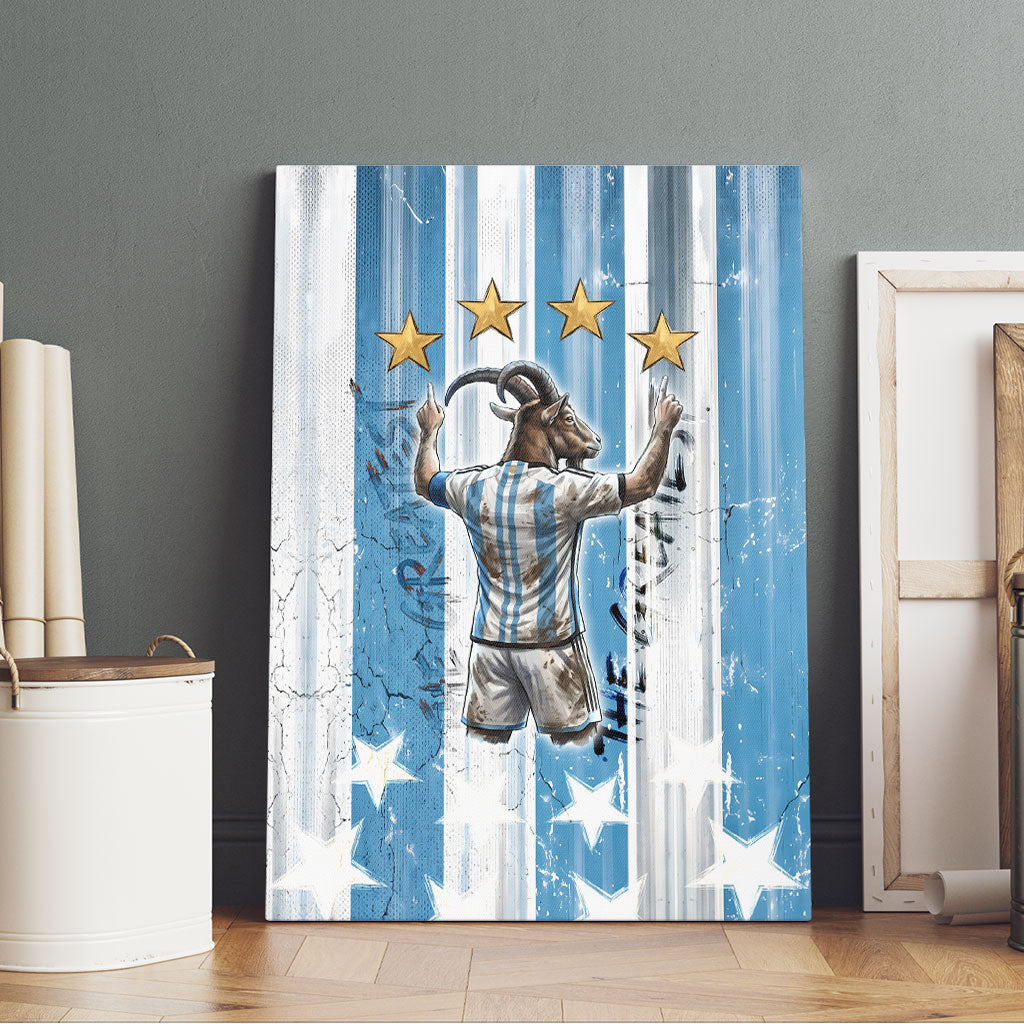 Argentina Football GOAT Canvas Wall Art Four Times World Champions