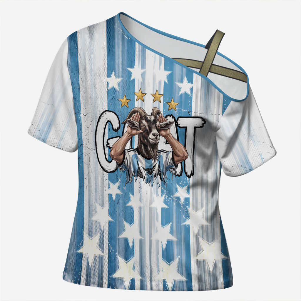 Argentina Football GOAT Cross Shoulder Shirt Four Times World Champions