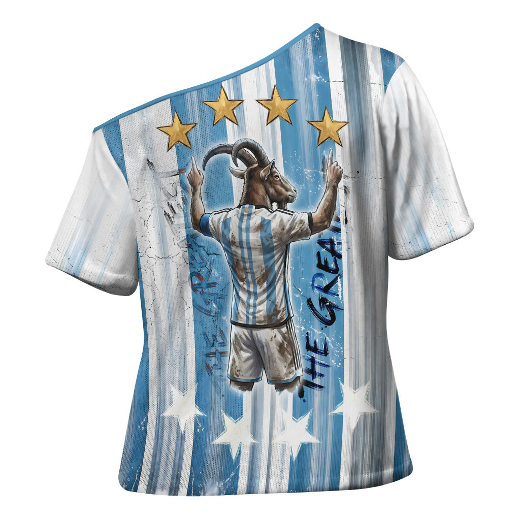 Argentina Football GOAT Cross Shoulder Shirt Four Times World Champions