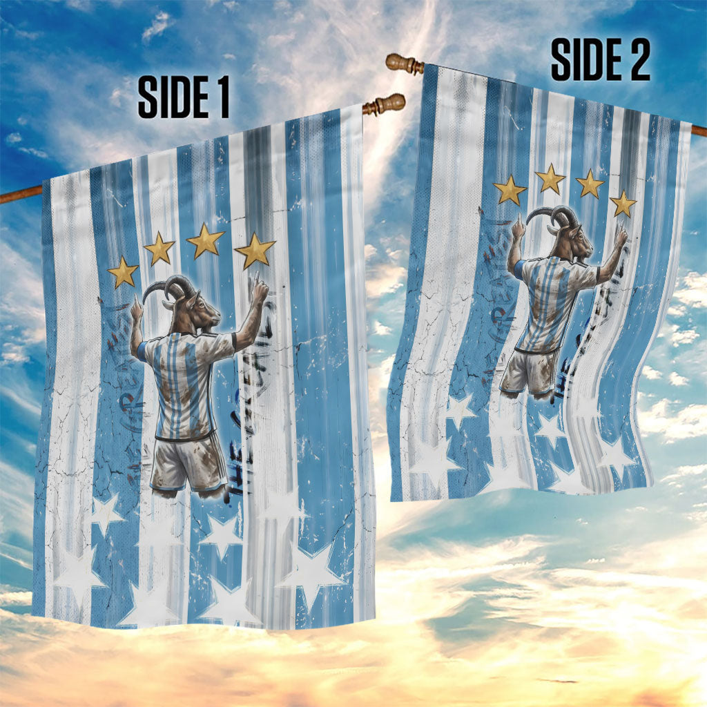 Argentina Football GOAT Garden Flag Four Times World Champions