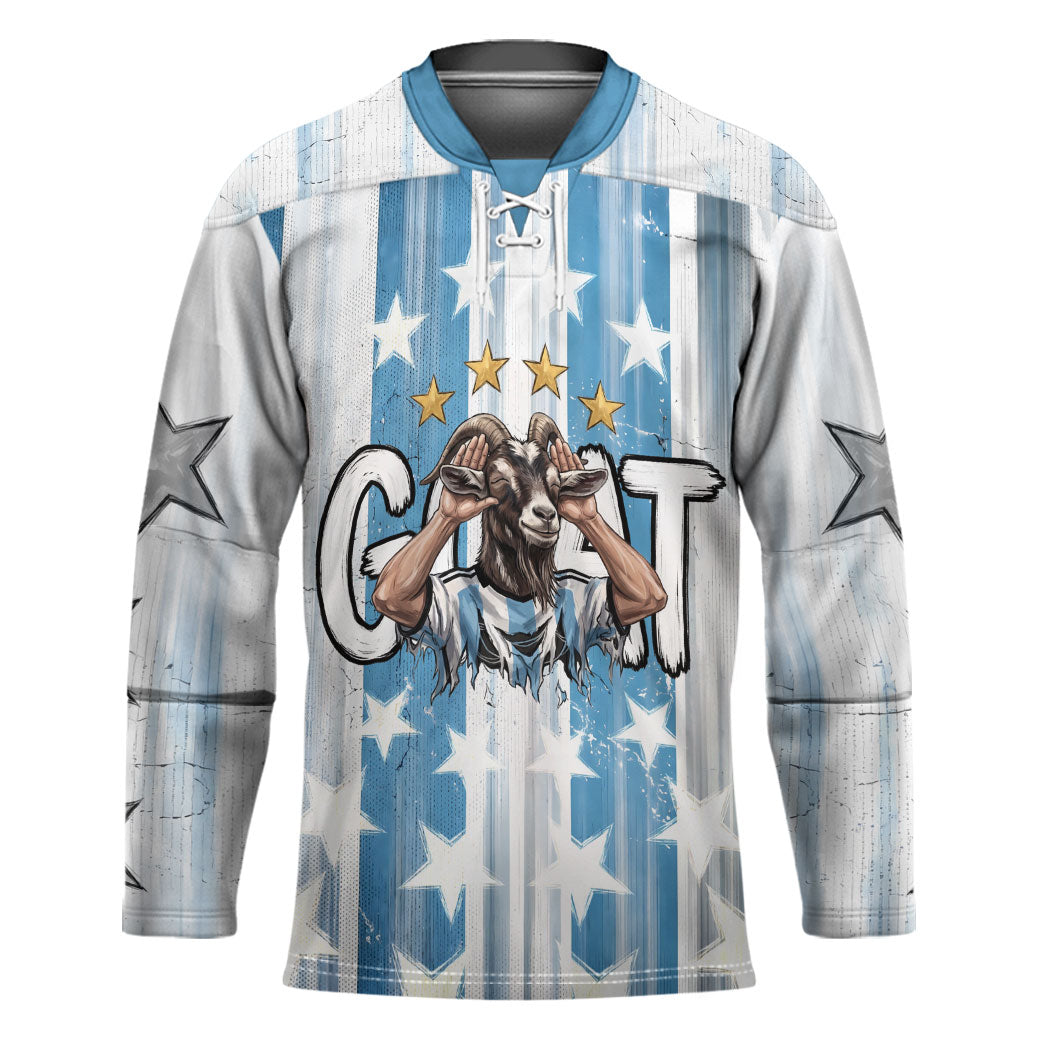 Argentina Football GOAT Hockey Jersey Four Times World Champions