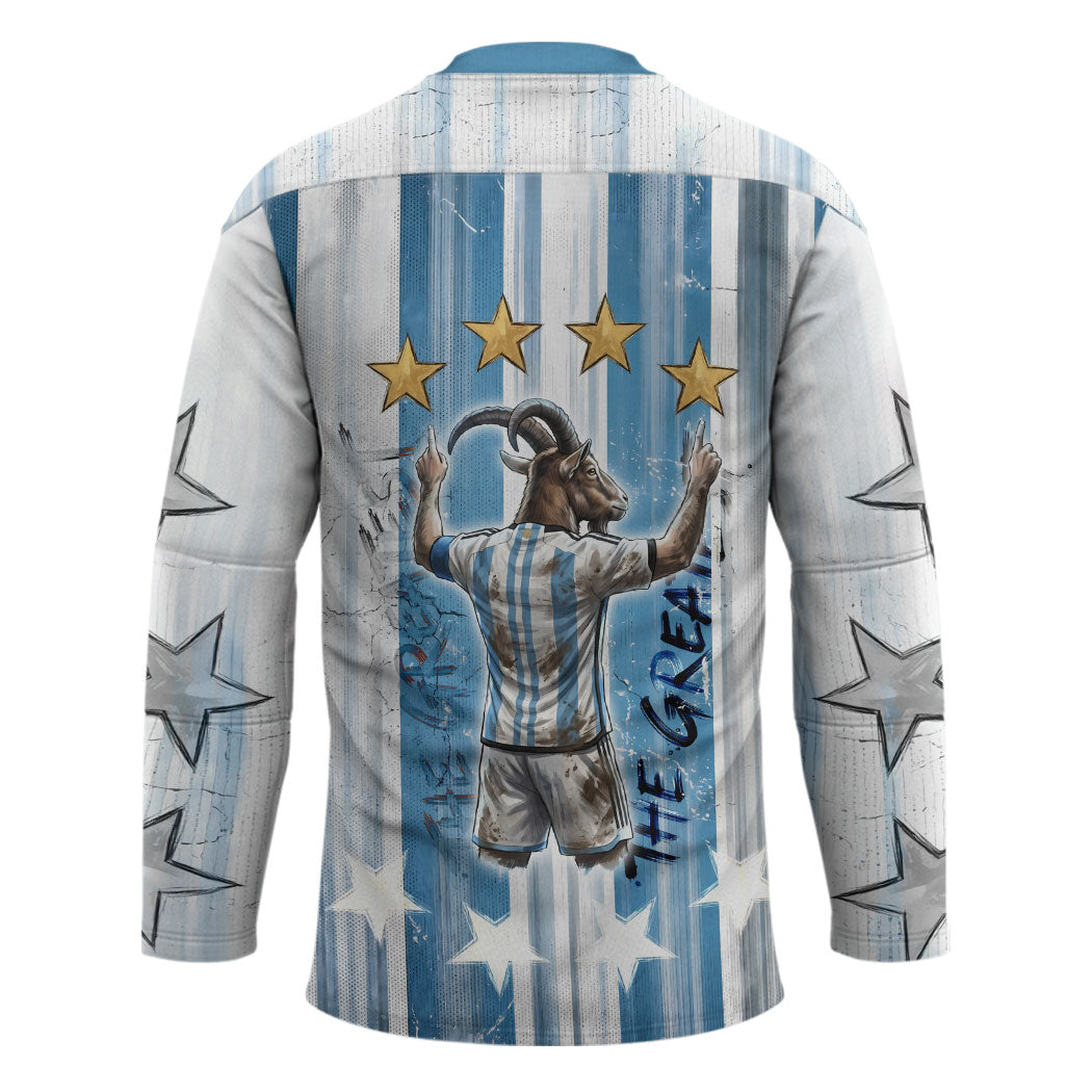 Argentina Football GOAT Hockey Jersey Four Times World Champions