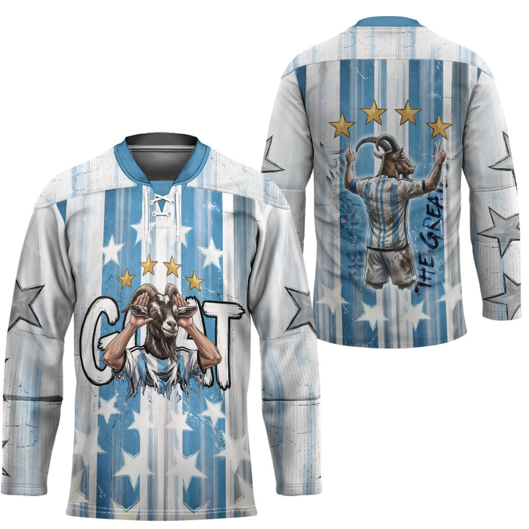 Argentina Football GOAT Hockey Jersey Four Times World Champions