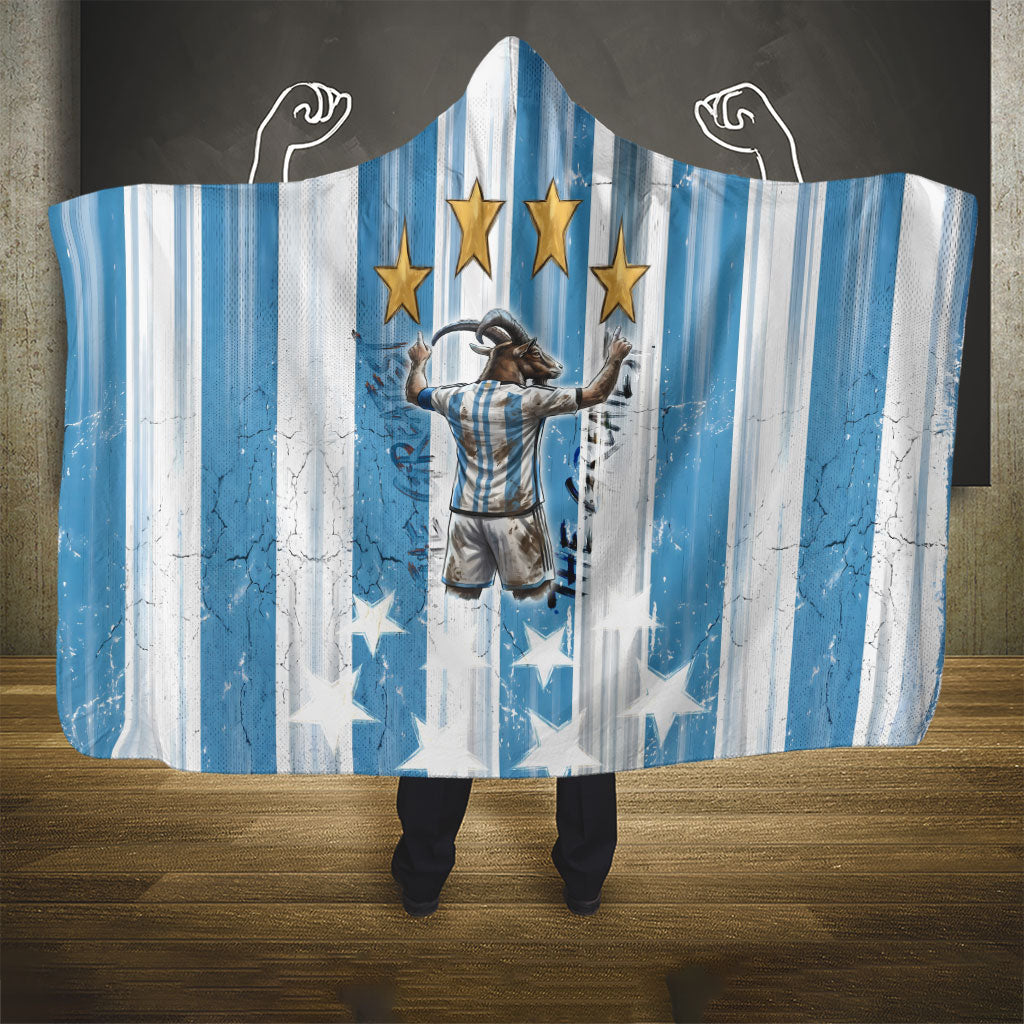Argentina Football GOAT Hooded Blanket Four Times World Champions