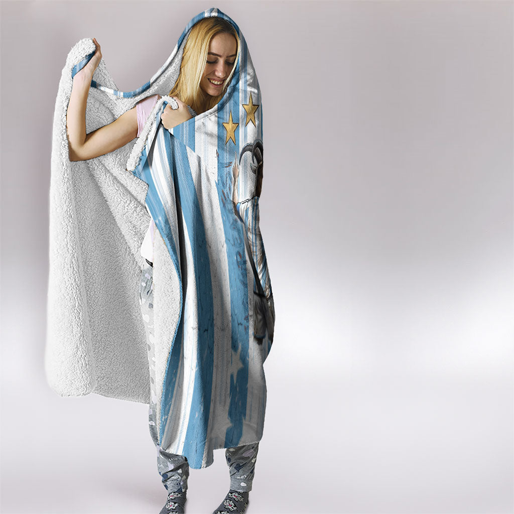Argentina Football GOAT Hooded Blanket Four Times World Champions