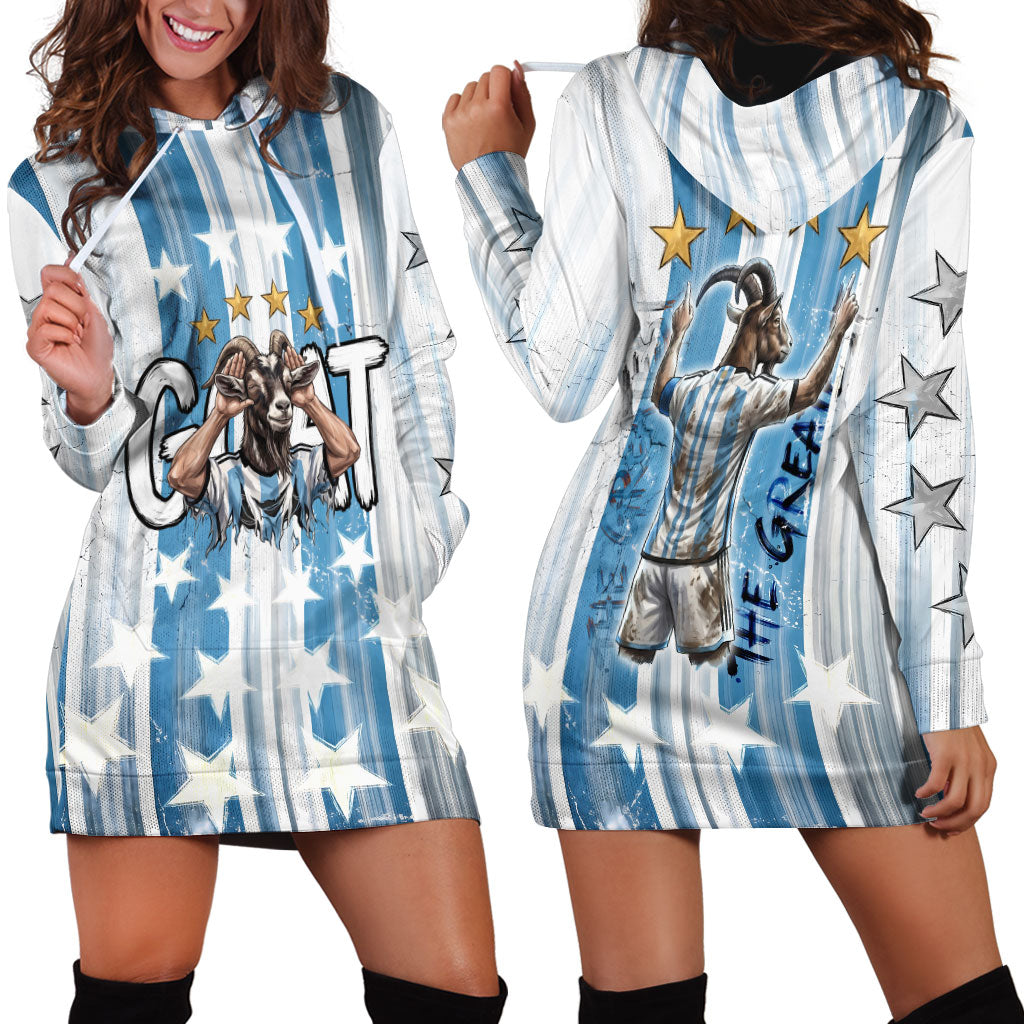 Argentina Football GOAT Hoodie Dress Four Times World Champions