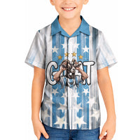 Argentina Football GOAT Kid Hawaiian Shirt Four Times World Champions