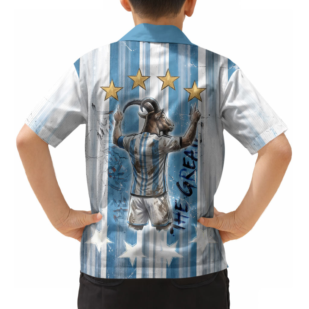 Argentina Football GOAT Kid Hawaiian Shirt Four Times World Champions