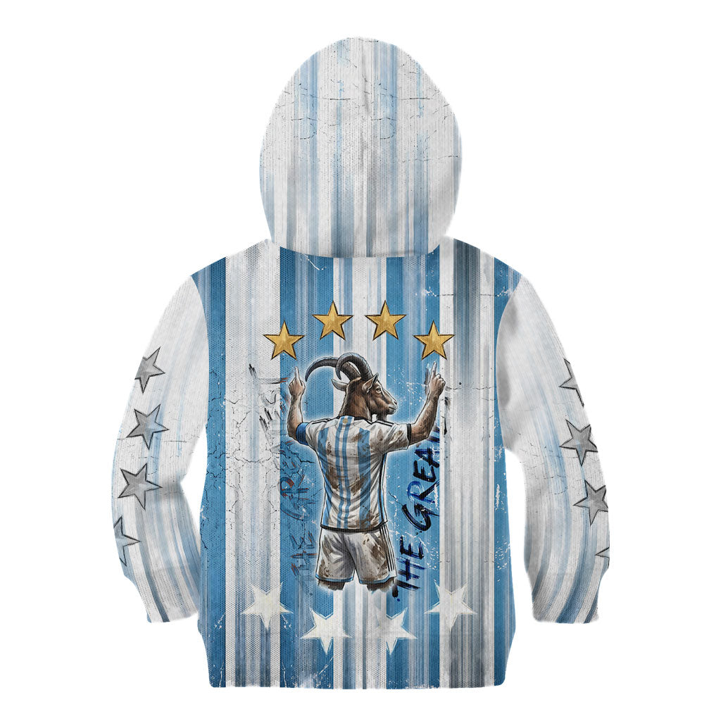 Argentina Football GOAT Kid Hoodie Four Times World Champions