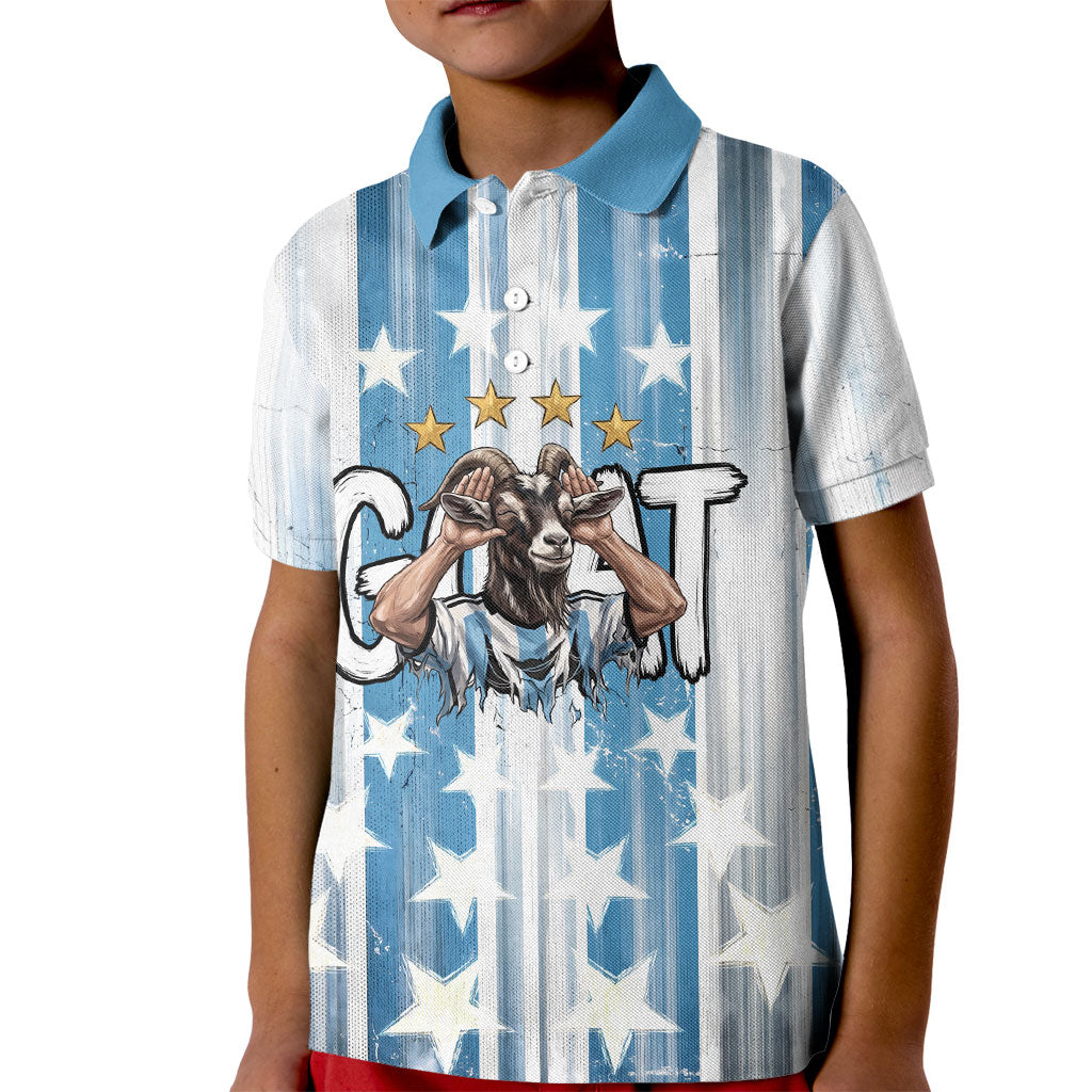 Argentina Football GOAT Kid Polo Shirt Four Times World Champions
