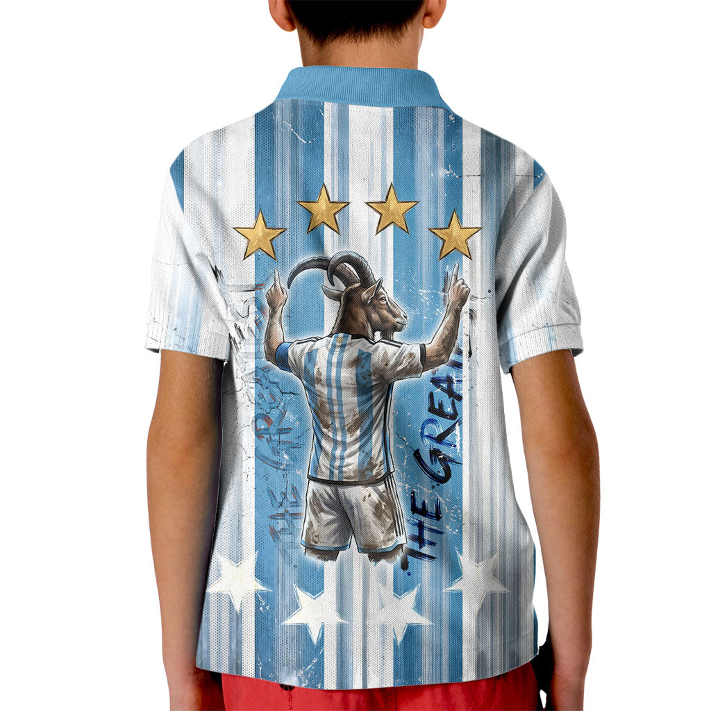 Argentina Football GOAT Kid Polo Shirt Four Times World Champions