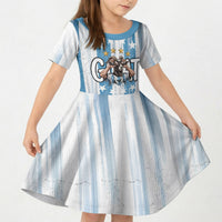 Argentina Football GOAT Kid Short Sleeve Dress Four Times World Champions