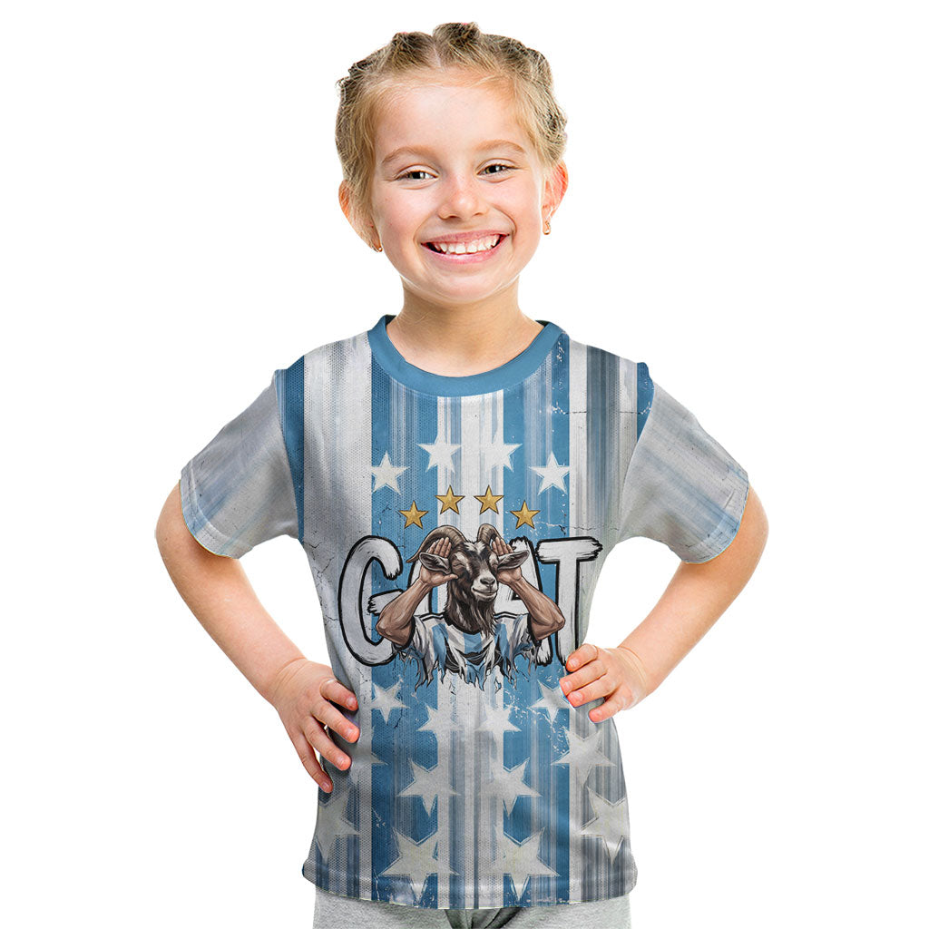 Argentina Football GOAT Kid T Shirt Four Times World Champions