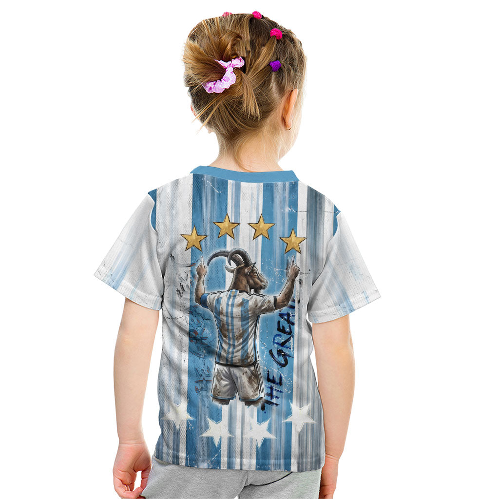 Argentina Football GOAT Kid T Shirt Four Times World Champions