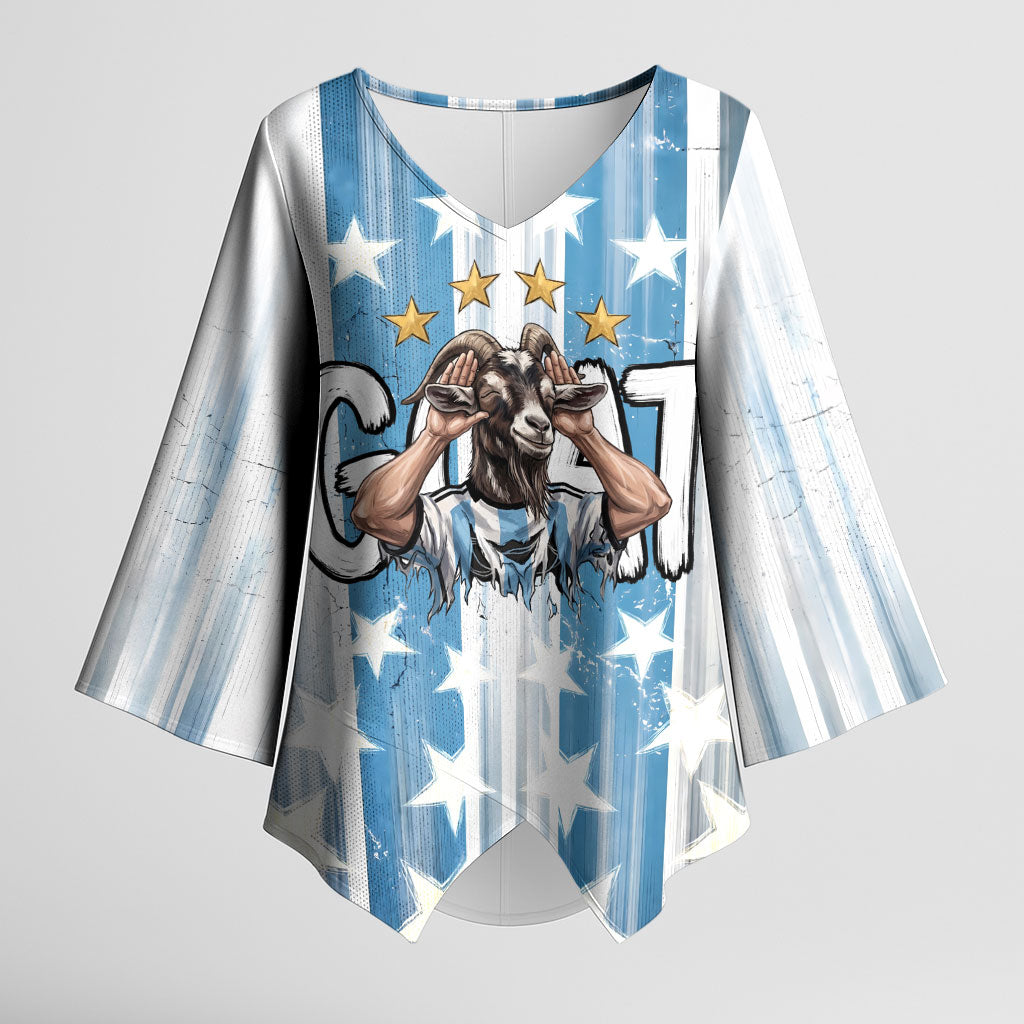 Argentina Football GOAT Kimono Sleeve Blouse Four Times World Champions