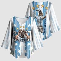 Argentina Football GOAT Kimono Sleeve Blouse Four Times World Champions