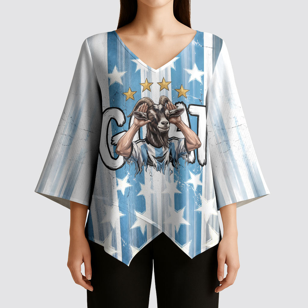 Argentina Football GOAT Kimono Sleeve Blouse Four Times World Champions