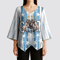 Argentina Football GOAT Kimono Sleeve Blouse Four Times World Champions