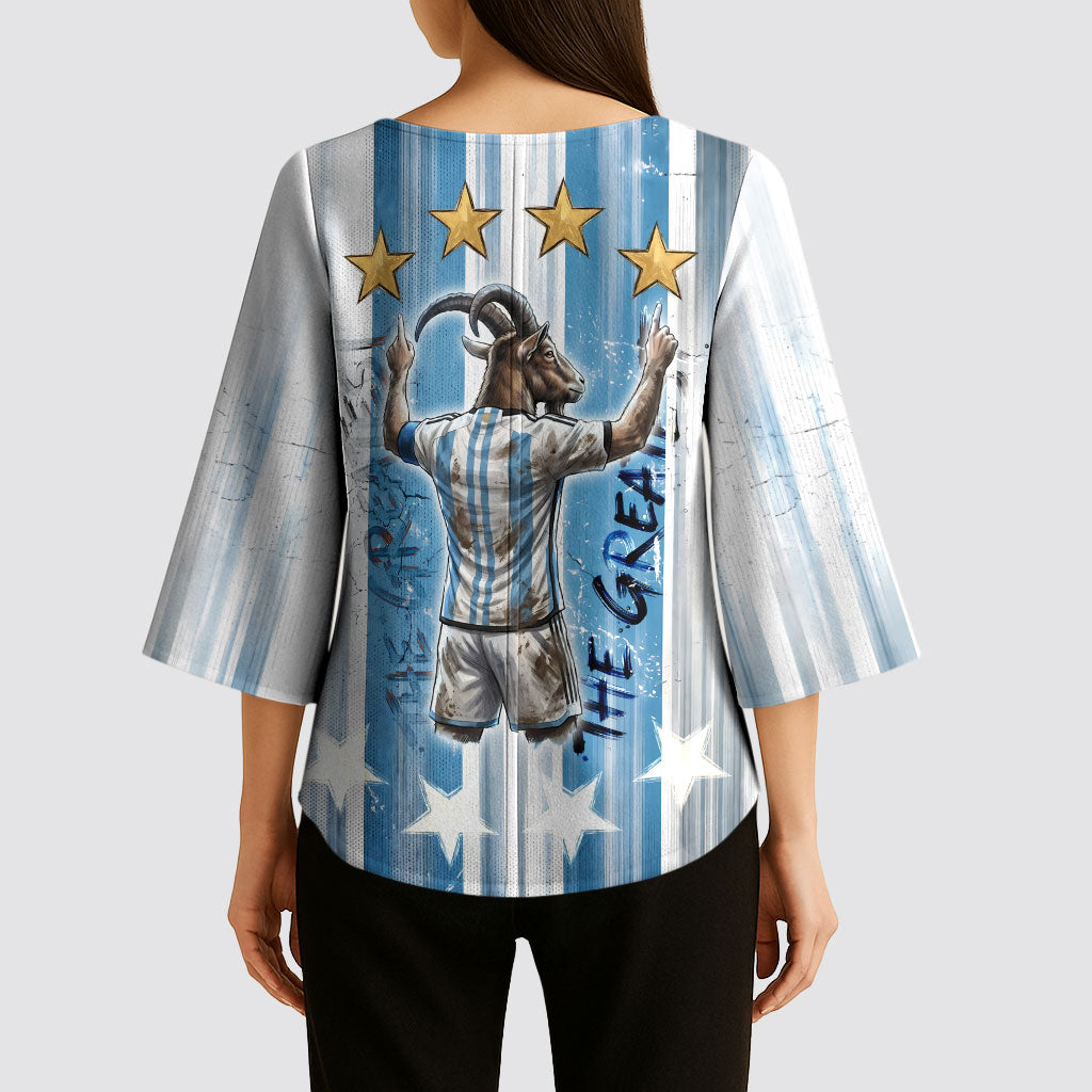 Argentina Football GOAT Kimono Sleeve Blouse Four Times World Champions