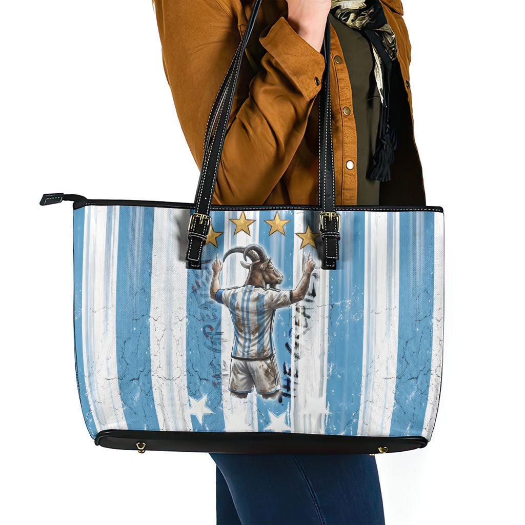 Argentina Football GOAT Leather Tote Bag Four Times World Champions